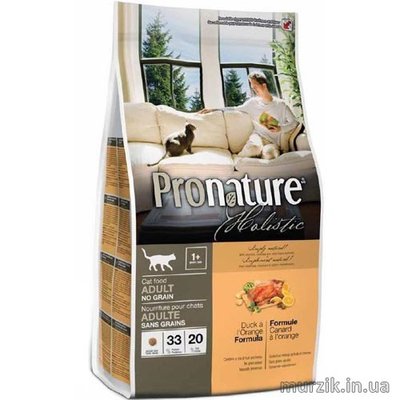 Сухой корм для кошек без злаков Pronature Holistic Утка с апельсинами 2,72 кг. 1680422 фото