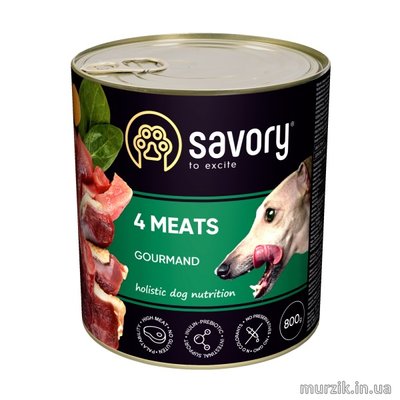 Влажный корм Savory 4 Meats для взрослых собак c мясное ассорти 800 г 42206098 фото