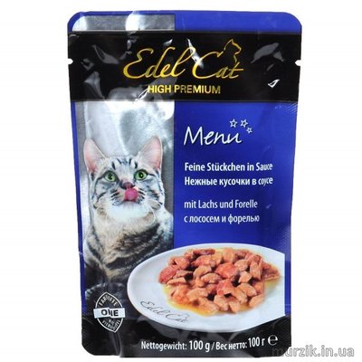 Консерва для кота Edel (Эдель) Cat pouch 100 г. лосось и форель в соусе 4852965 фото
