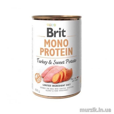 Консерва для собак (натуральные мясные кусочки в паштете) Brit Mono Protein Dog 400 г (6 шт в ассортименте) 9150915 фото
