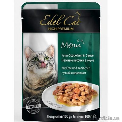 Консерва для кота Edel (Эдель) Cat pouch 100 г. утка и кролик в соусе 4852968 фото
