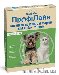 Ошейник "Профилайн" антиблошиный для собак и кошек (зеленый), 35 см 32558869 фото