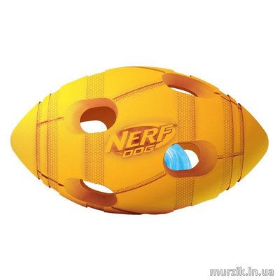 Игрушка для собак Nerf Мяч регби светящийся 10 см (оранжевый) 41527618 фото