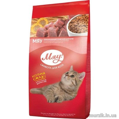 Сухой корм Мяу! для котов с карасем 11 кг. 41605432 фото