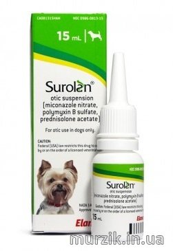 Ушные капли Суролан с противоклещевым и противовоспалительным эффектом для собак и кошек, 15 мл 8767813 фото