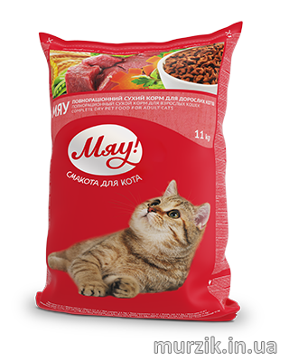 Сухой корм Мяу! для котов с индейкой и травой 14 кг. 41605433 фото