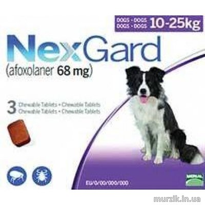 Таблетки от блох и клещей NexGard (Нексгард) L для собак весом от 10 до 25 кг. (1 таблетка) 6692202 фото