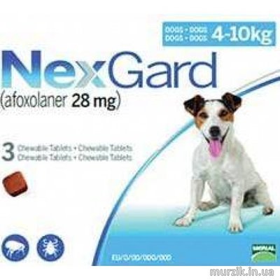 Таблетки от блох и клещей NexGard (Нексгард) M для собак весом от 4 до 10 кг. (1 таблетка) 6692205 фото